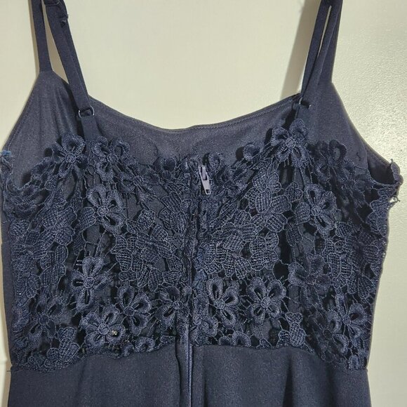 City Studio Navy Blue A-Line Skater Lace Back Mini Cocktail Dress Size 1 - Picture 3 of 5